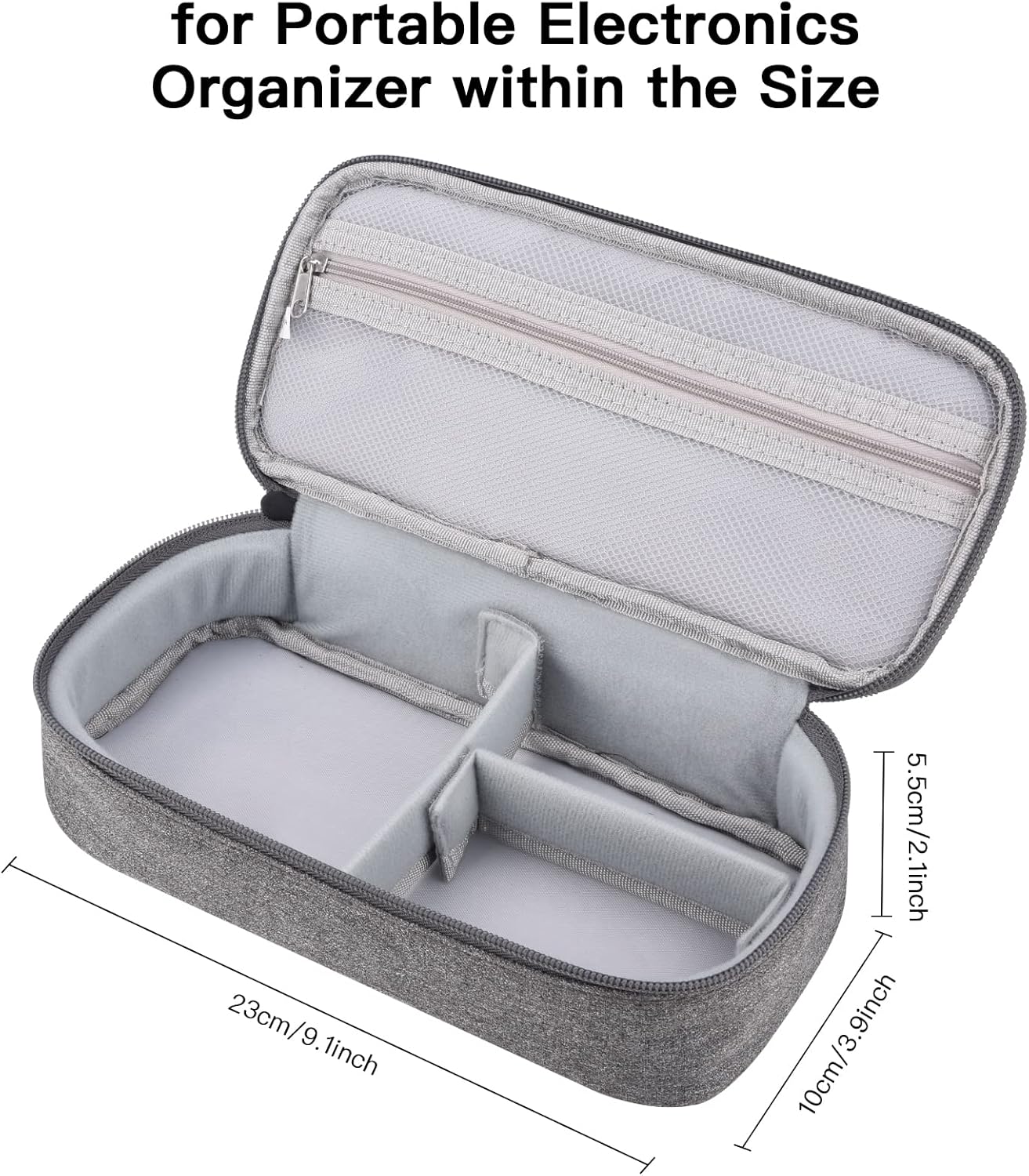 Tech Organizer Travel Case, Electronics Carrying Pouch Bag for Cable, Charger & Cords, External Power Bank, Portable Hard Drive (Dark Grey)