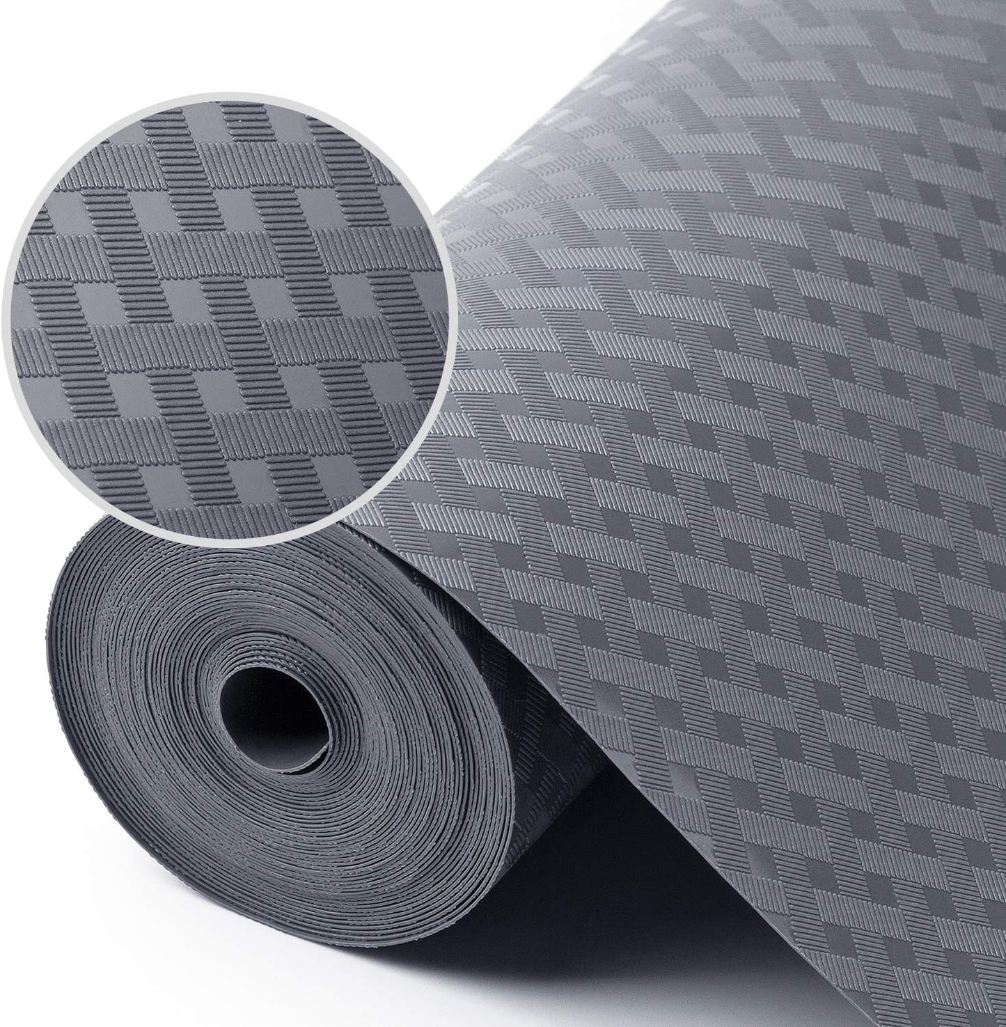 Shelf Liners for Kitchen Cabinets Refrigerator Liners Waterproof Kitchen Cupboard Liner Non-Slip Drawer Mats EVA Material Non Adhesive Fridge Liner for Shelves - Gray 17.5 x 236.2 Inches x 2 Rolls