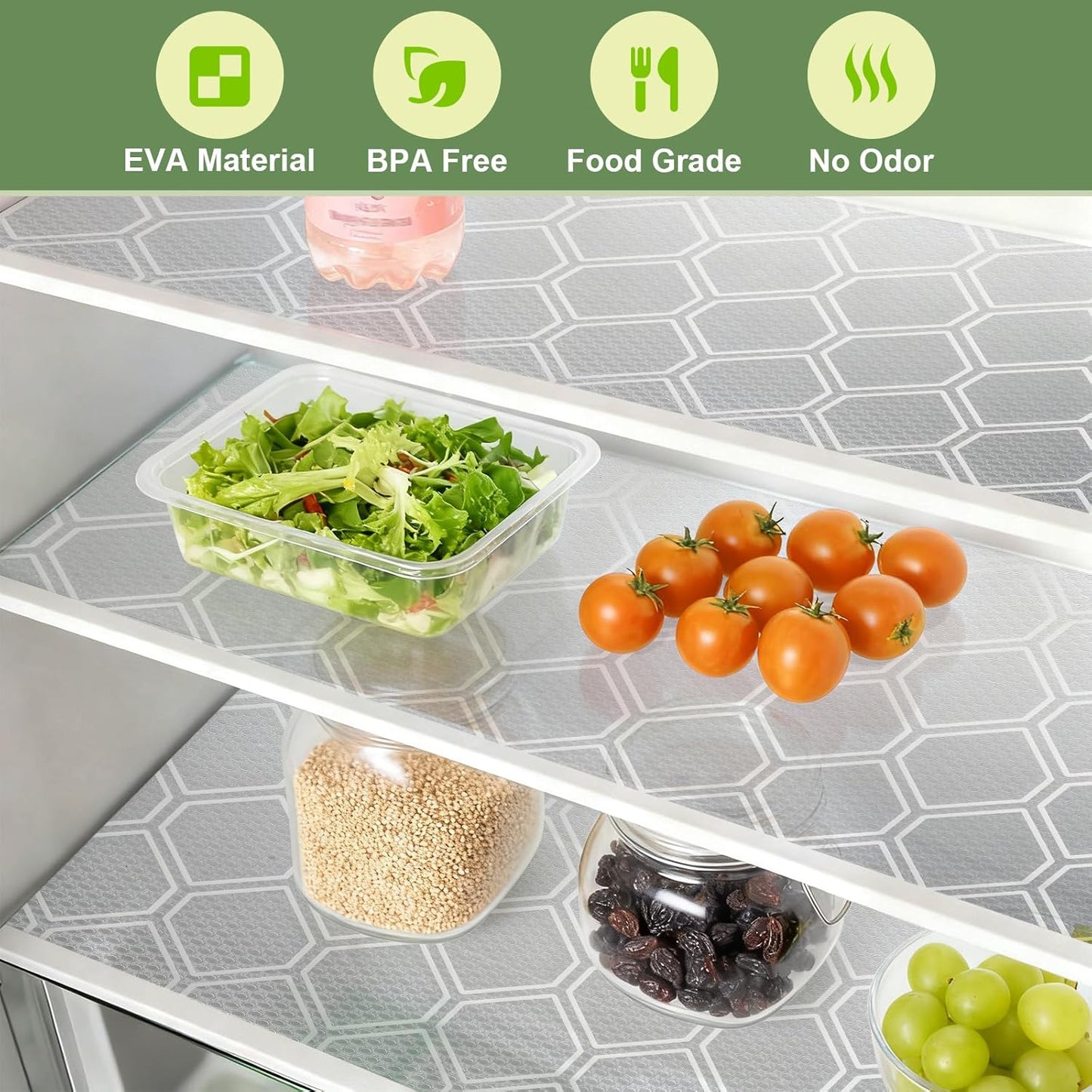 Shelf Liner, Refragerator Drawer Liners for Kitchen Cabinets, Waterproof Bathroom Sink Mat No Slip Cupboard Liners Non Adhesive Fridge Liner Roll - Clear 17.5"×197"