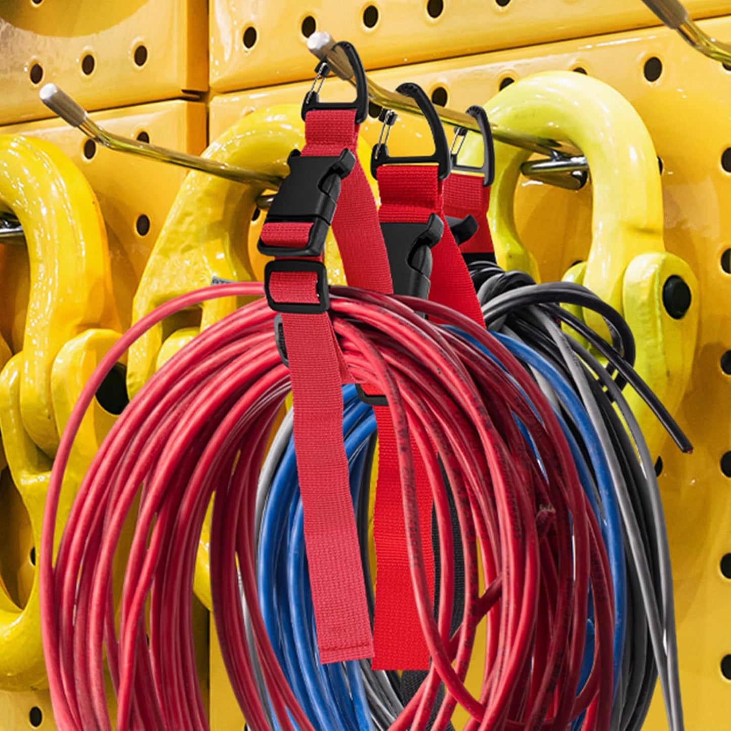 6 Pack 17 Inch Adjustable Extension Cord Holder Organizer with Triangle Clips for Garage Organization and Storage Heavy Duty Extension Cord Hanger for Men Workshop (Red)