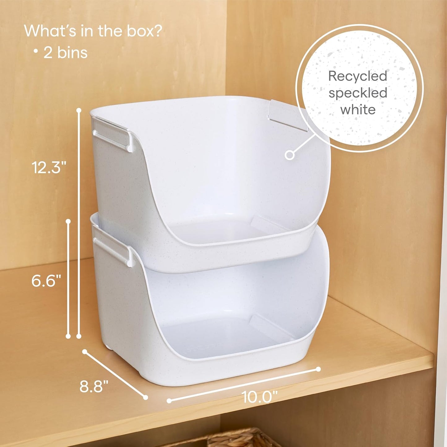 YouCopia ShelfBin Stacking Pantry Bins, 2-Pack, Stackable Storage Basket Organizers for Kitchen and Cabinet Organization
