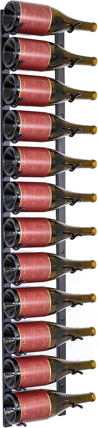 Jagged Ridge Wine Rooms - Premium Wall Mounted Metal Wine Rack - 12 Wine Bottles Holder - Modern Wine Rack, Matte Black - Space Saving for Home, Kitchen, Bar - Designed in Canada by Wine Enthusiasts