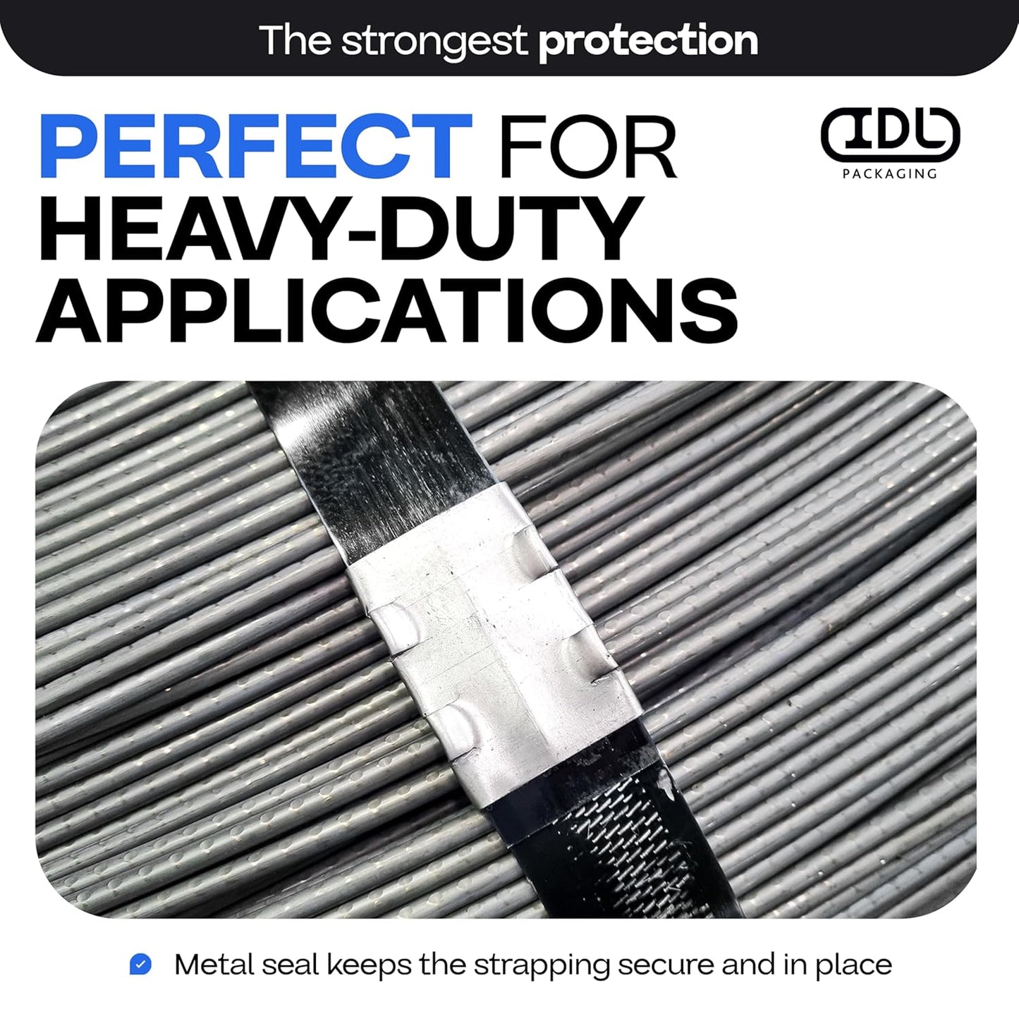 IDL Packaging Closed (Push Type) Seals for 5/8" Strap Width Steel Strapping (Pack of 100) - Superior Holding Power - Sturdy Metal Clips for Reliable Securing of Packaging Banding