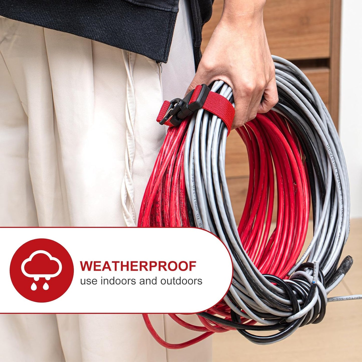6 Pack 17 Inch Adjustable Extension Cord Holder Organizer with Triangle Clips for Garage Organization and Storage Heavy Duty Extension Cord Hanger for Men Workshop (Red)