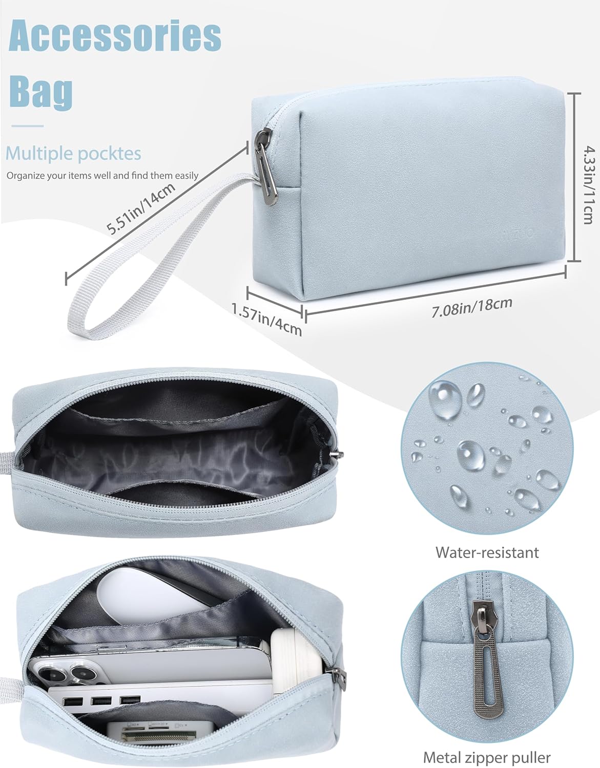 HYZUO 15-16 Inch Laptop Sleeve Bag with Adjustable Stand Feature for MacBook Pro 16 M4/M3/M2/M1 2025-2019, XPS 15, MacBook Pro 15 2015-2012, Case with Pouch, Pale Blue