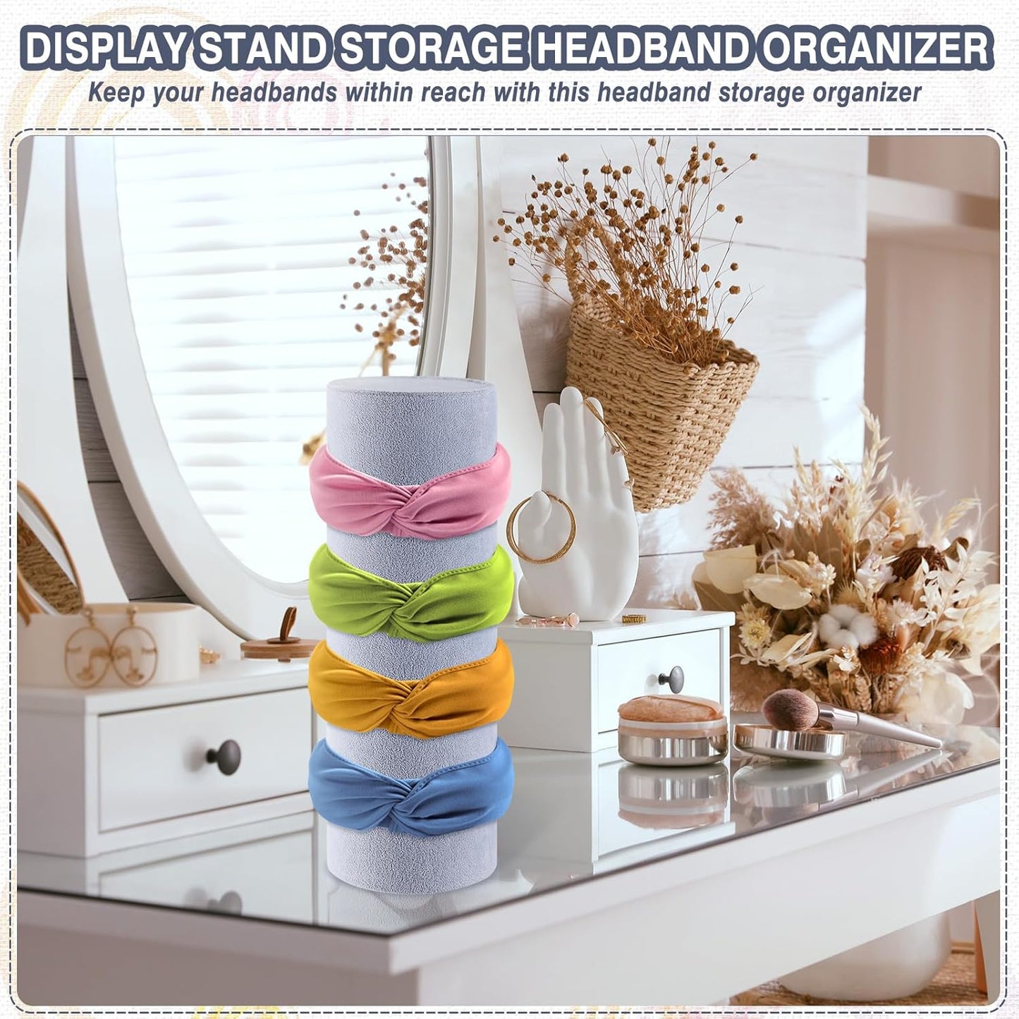 Geetery 2 Pcs Vertical Headband Holder Organizer Hairband Display Stand Headband Stand for Women Hair Hoop Accessories(Gray)
