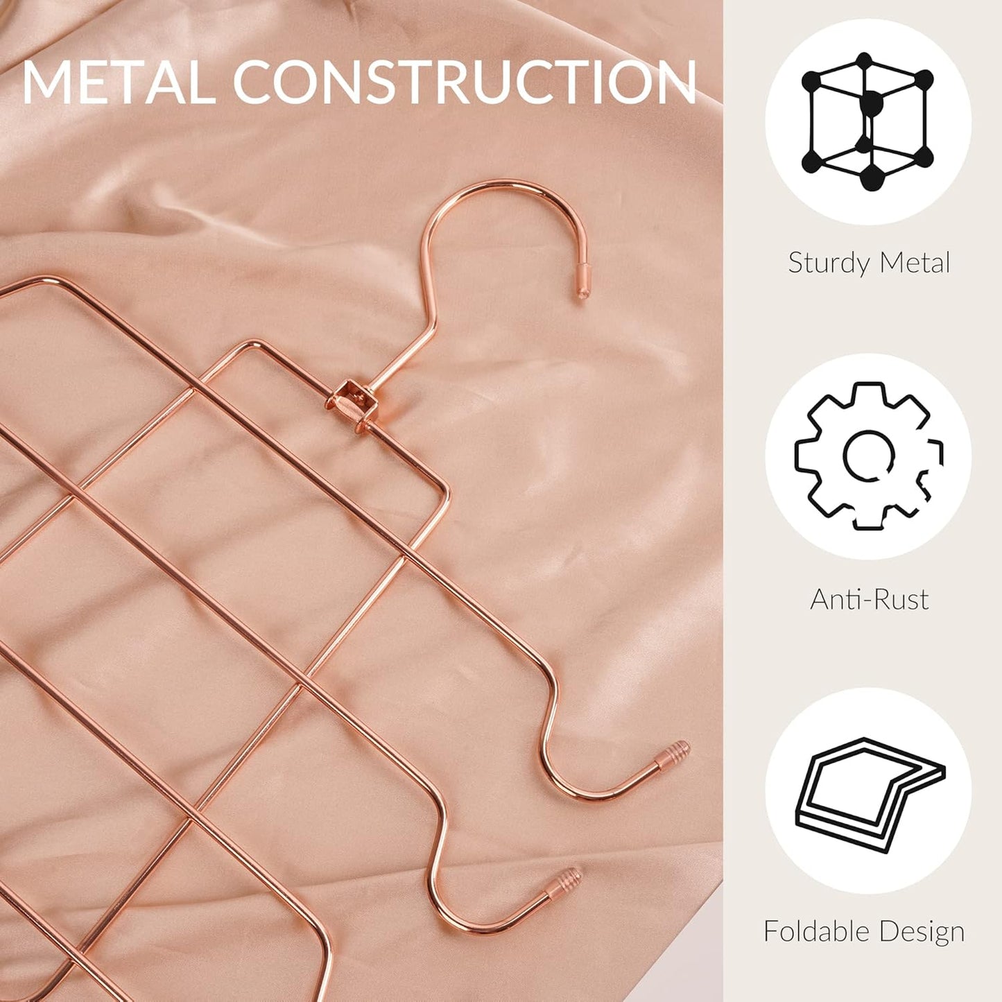 ZEDODIER 4 Pack Tank Top Hanger Space Saving, Bra Hangers for Closet Organizer, Hanging Bra Organizer Tank Tops Holder with 32 Hooks, Closet Organizers and Storage Small Space Solutions, Rose Gold