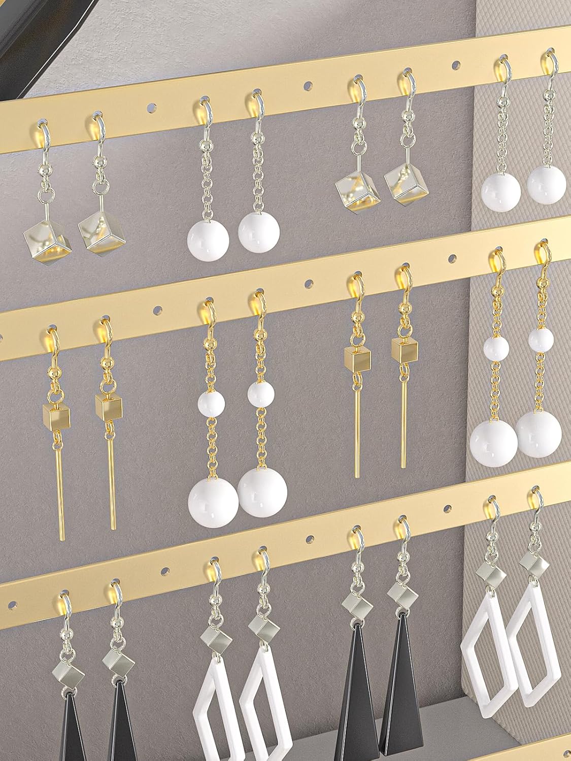 Earring Holder Organizer,Pierced Large Earrings Display Stand For Selling,Small Stud Earring Organizer Rack,Hoop Earring Storage Hanger Tree (Golden, 4 tier)