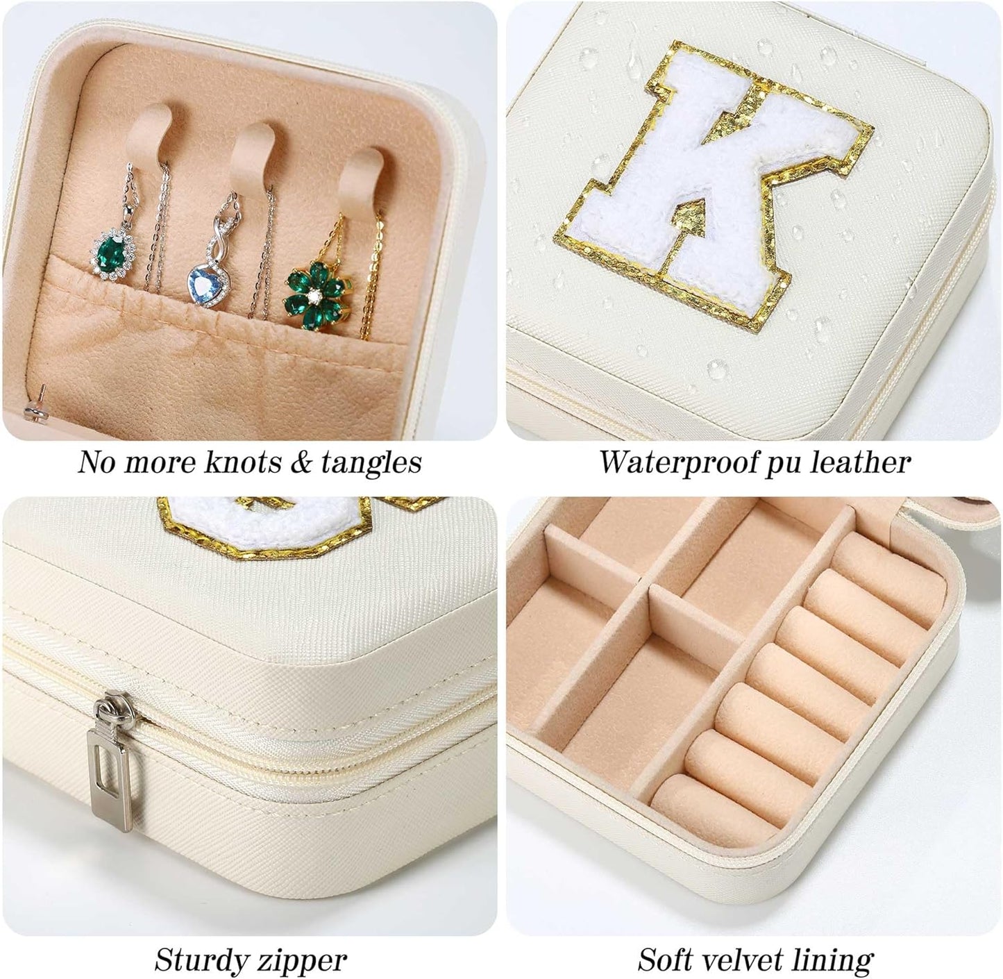 Parima Christmas Stocking Stuffers Gifts for Grandkids, Travel Gifts for Teacher Travel Jewelry Box | Teacher Birthday Gifts| Gifts for Teacher| Retirement Gifts for Women - Letter L, White
