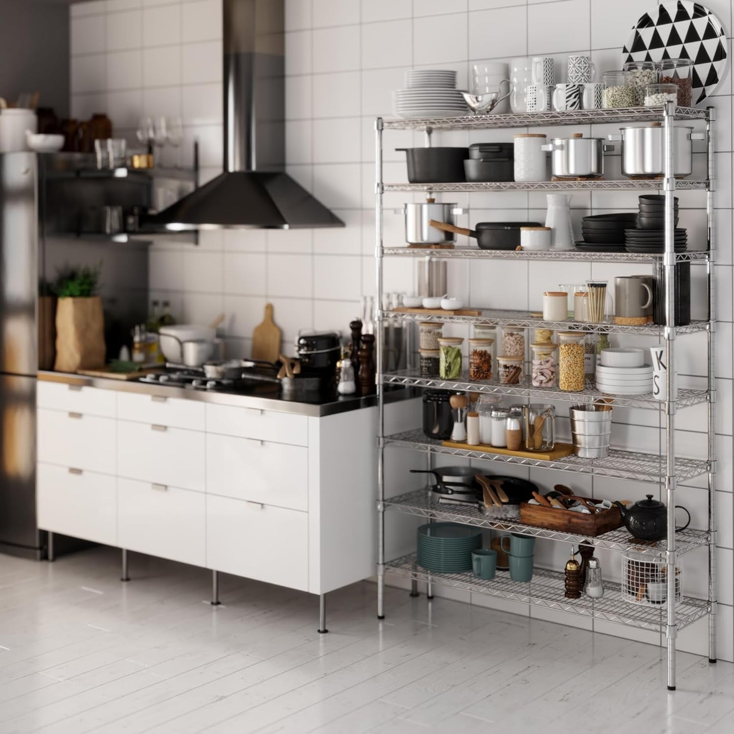 14" Deep x 48" Wide x 74" Height Wire Shelving Kit | 8-Tier | NSF Commercial Storage Rack Unit