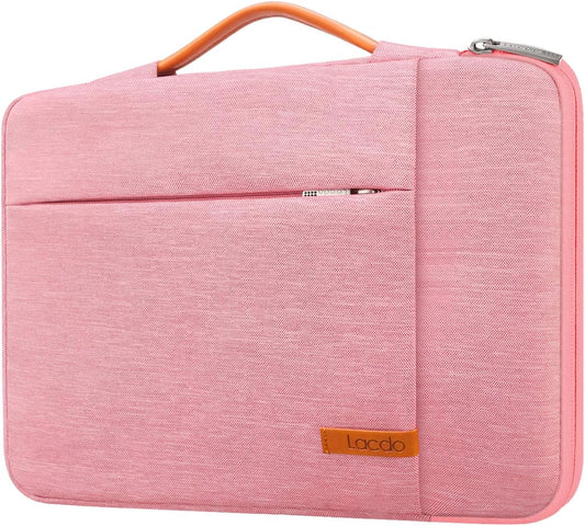 Lacdo 360° Protective Laptop Sleeve Case for 13 inch New MacBook Air M4 A3240 2025, M3 A3113, M2 A2681, M1 A2337 | 13" MacBook Pro M2/M1 A2338 A2251 | 13" iPad Pro M5 / iPad Air M3 Computer Bag, Peach