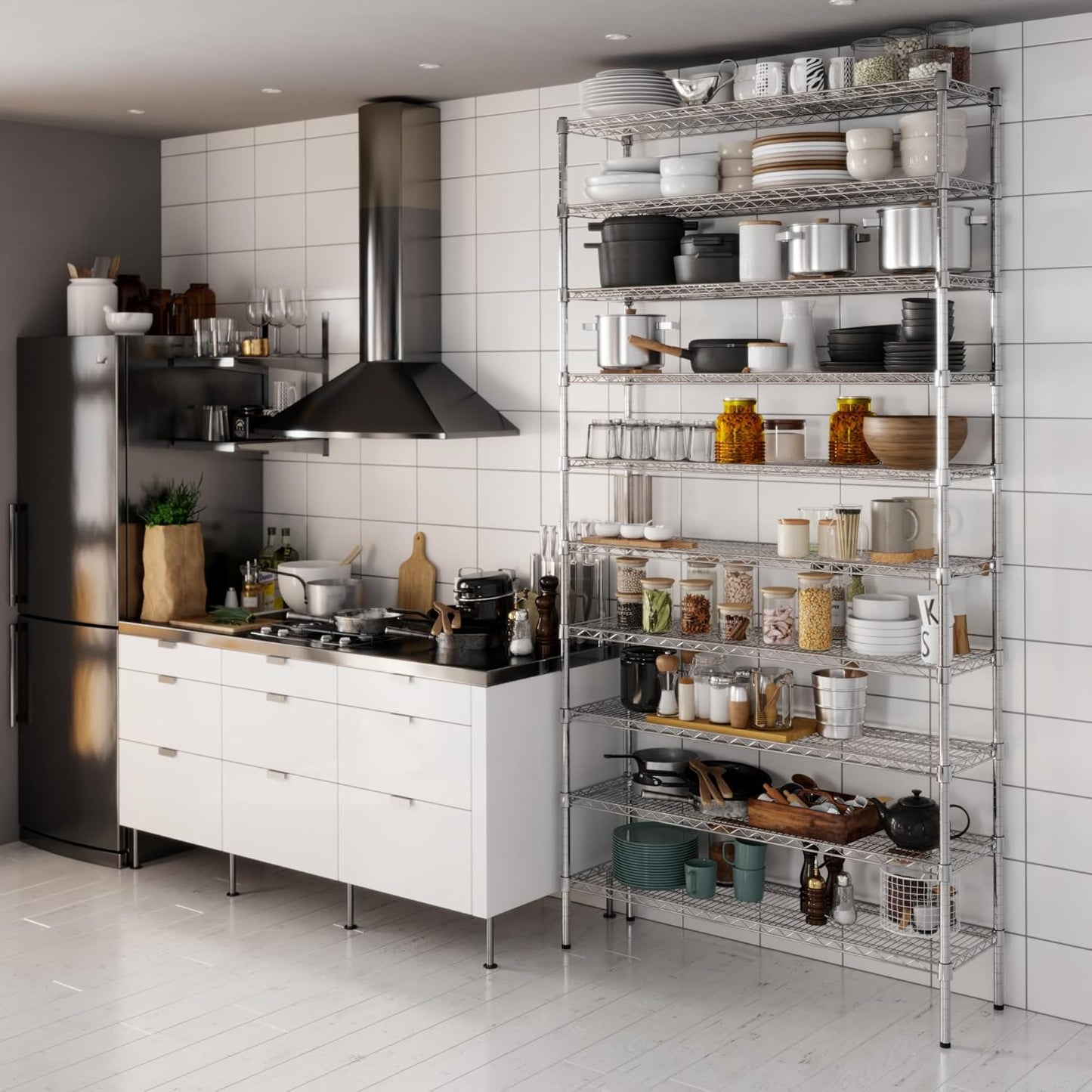 14" Deep x 48" Wide x 96" Height Wire Shelving Kit | 10-Tier | NSF Commercial Storage Rack Unit