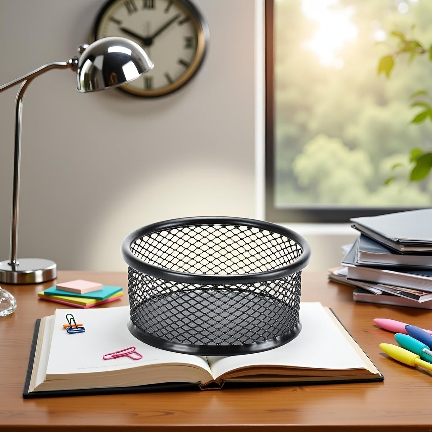 1Pc Black Metal Paper Clip Holder Mesh Paperclip Bowl Binder Clip Dispenser Desk Bobby Pin Container Organizer for Home Office Classroom School,Paper Clip Holders,Desk Supplies Holders and Dispensers