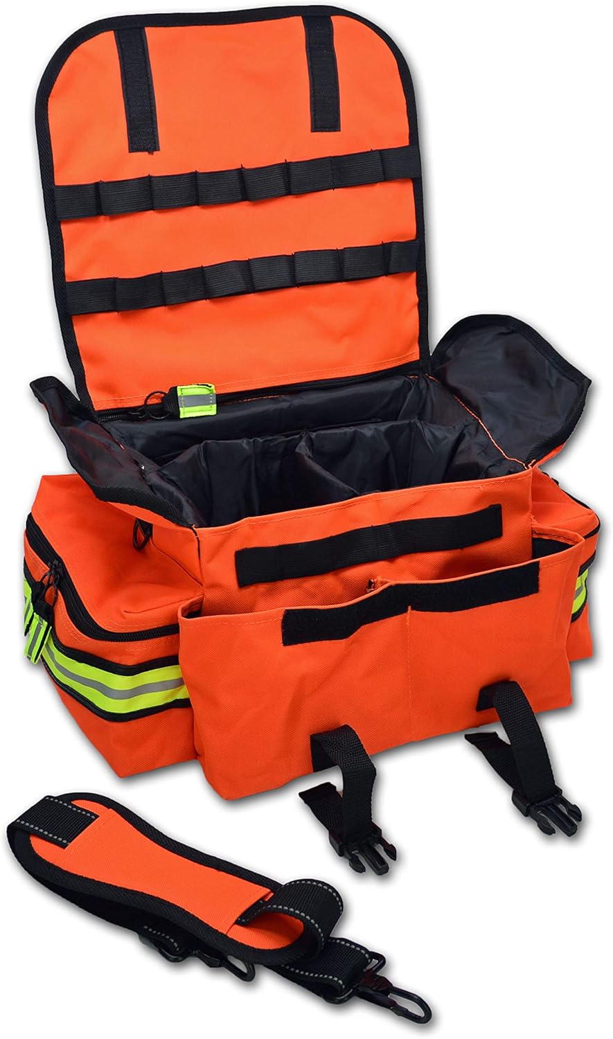 Lightning X Personalized First Responder EMT EMS Trauma Bag w/Stocked First Aid Fill Kit B & Custom Embroidered Name Patch (Orange)