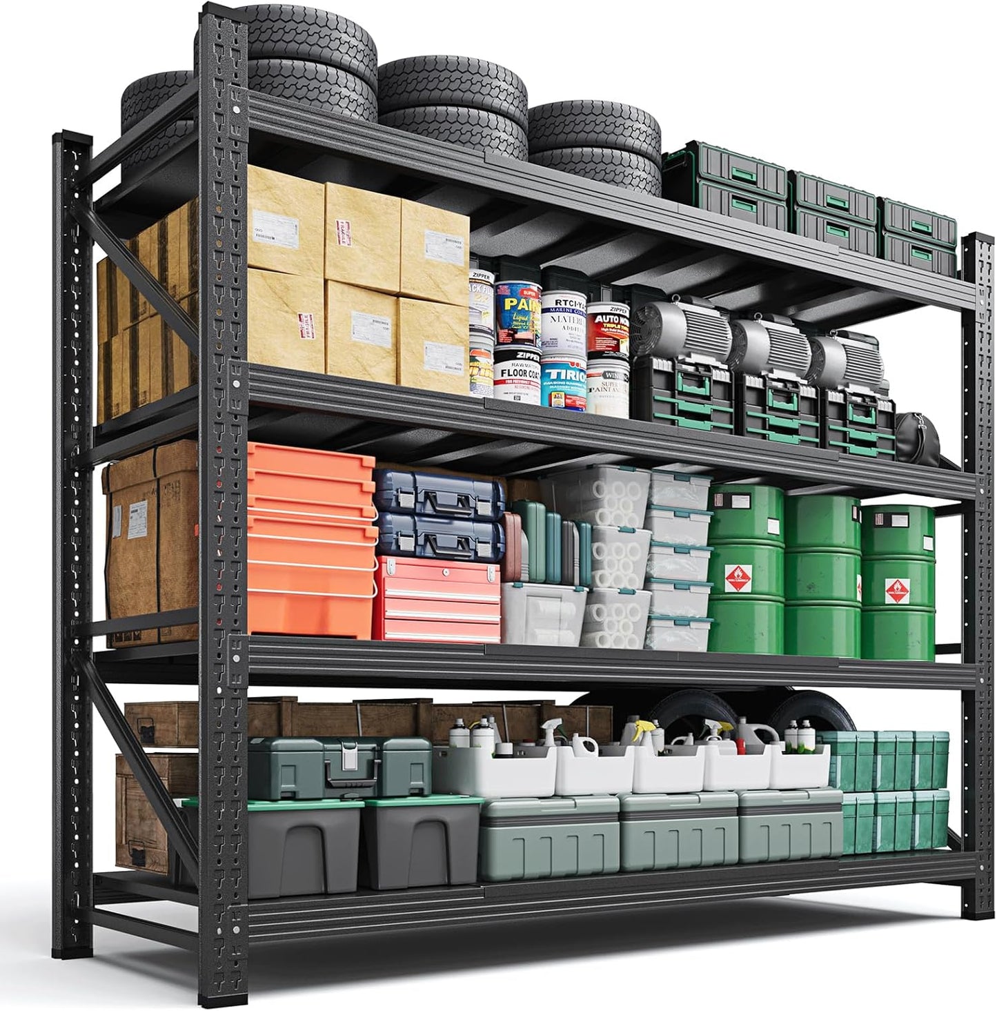 Letaya 71.3" W Metal Storage Shelves,5000LBS Heavy Duty Garage Shelving Units, 4 Tier Adjustable Utility Rack Shelf,Large Industrial Shelves,for Shop,Warehouse,Basement (71.3" W x 24" D x 70" H)