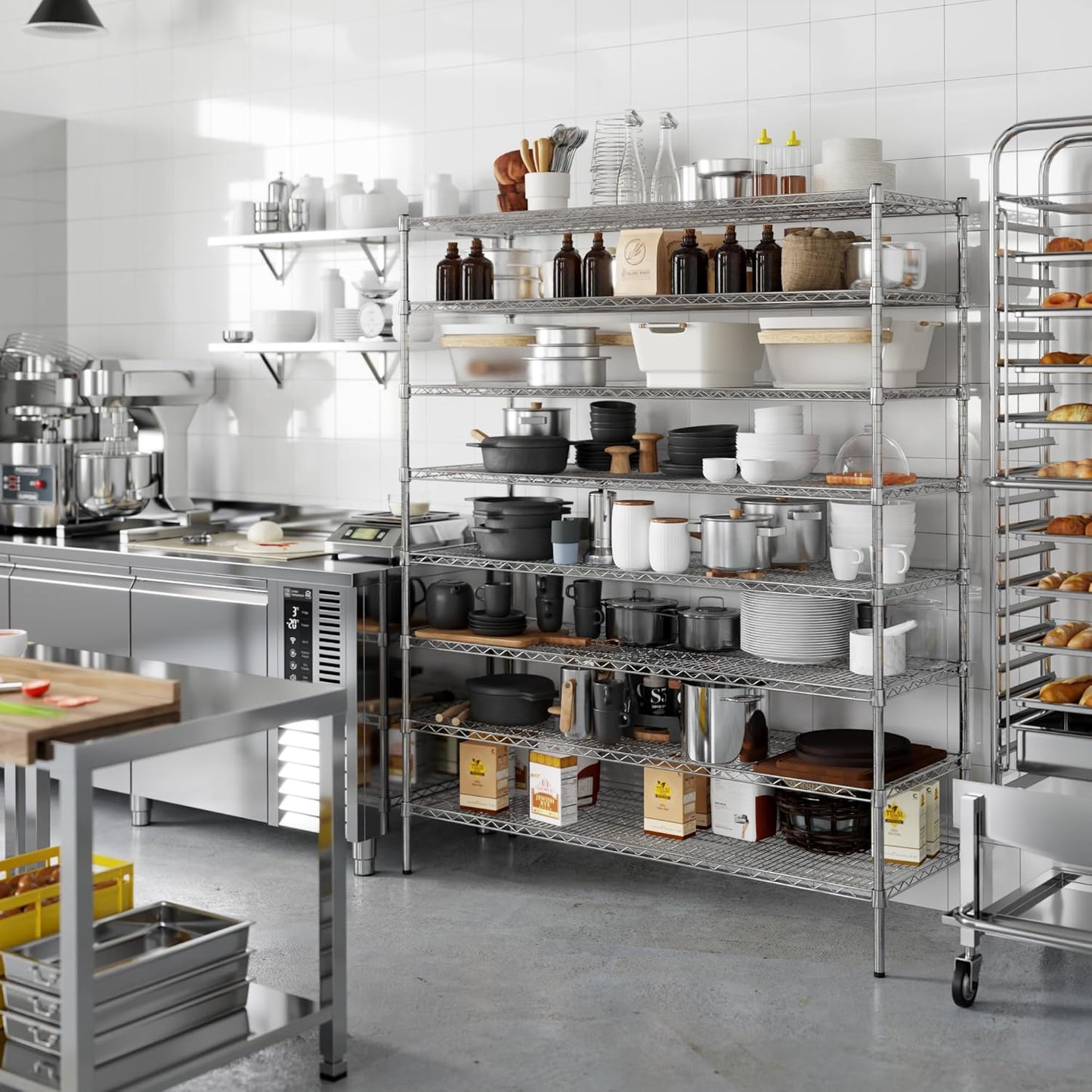 21" Deep x 60" Wide x 74" Height Wire Shelving Kit | 8-Tier | NSF Commercial Storage Rack Unit