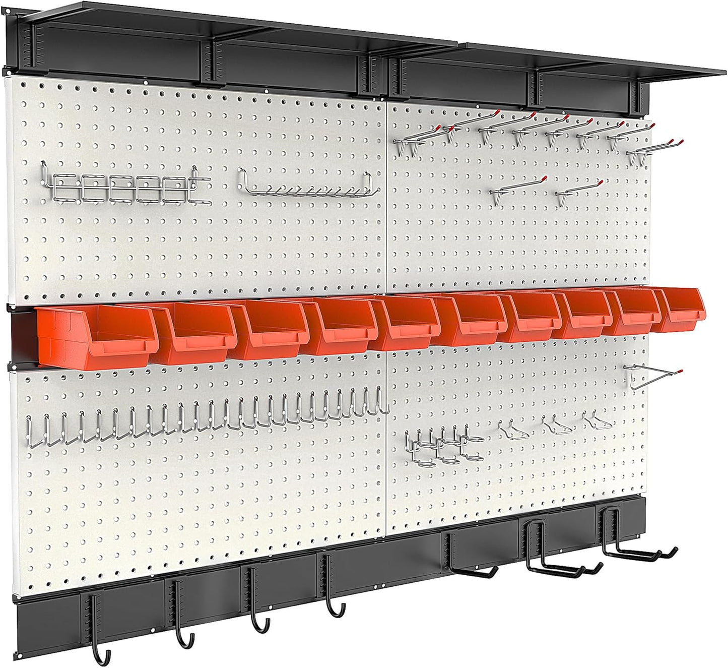 Ultrawall Pegboard Wall Organizer, 48 X 36 inch Garage Storage Pegboard with Hooks Storage Bins Tool Board Panel Tool Organizer, 72pcs