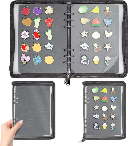 Enamel Pin Display Book Pin Collection Binder Holder Trading Book with 8-Page Display Boards A5 Brooch Pin Storage Organizer Binder Album for Travel Collectors (Dark Grey)