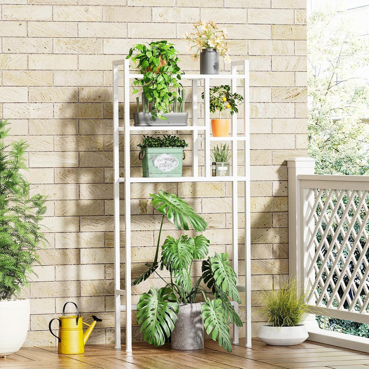 Over The Toilet Storage Rack, 3-Tier Bathroom Organizer Over Toilet, Wooden Above Toilet Storage Shelf, Space Saver, Freestanding Bathroom Storage Metal Shelf, Easy to Assemble, White