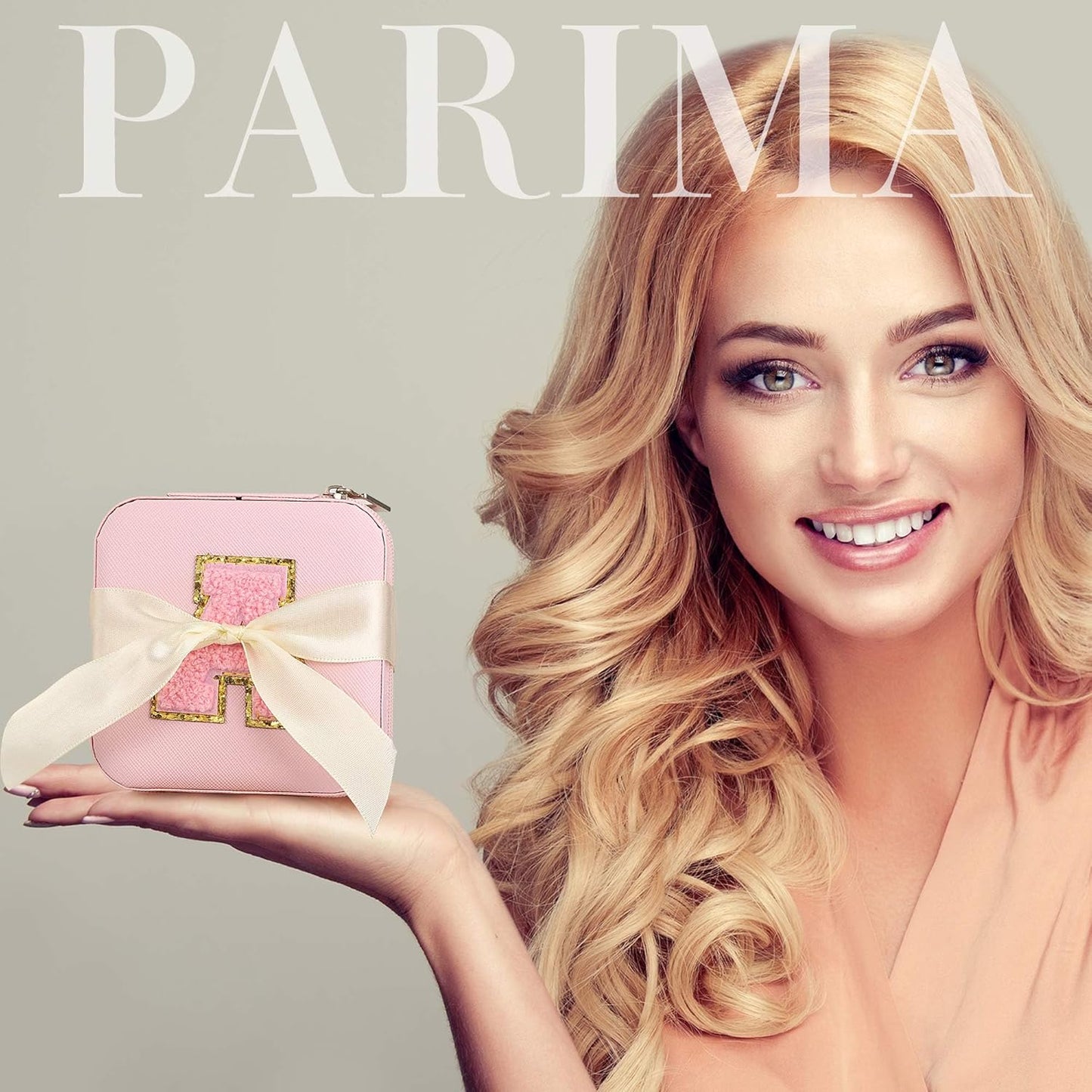 Parima Travel Essentials for Women Jewelry Box, Travel Accessories for Teen Girls Trendy Stuff | Necklace Organizer Earrings Organizer Ring Organizer - Letter V, Pink
