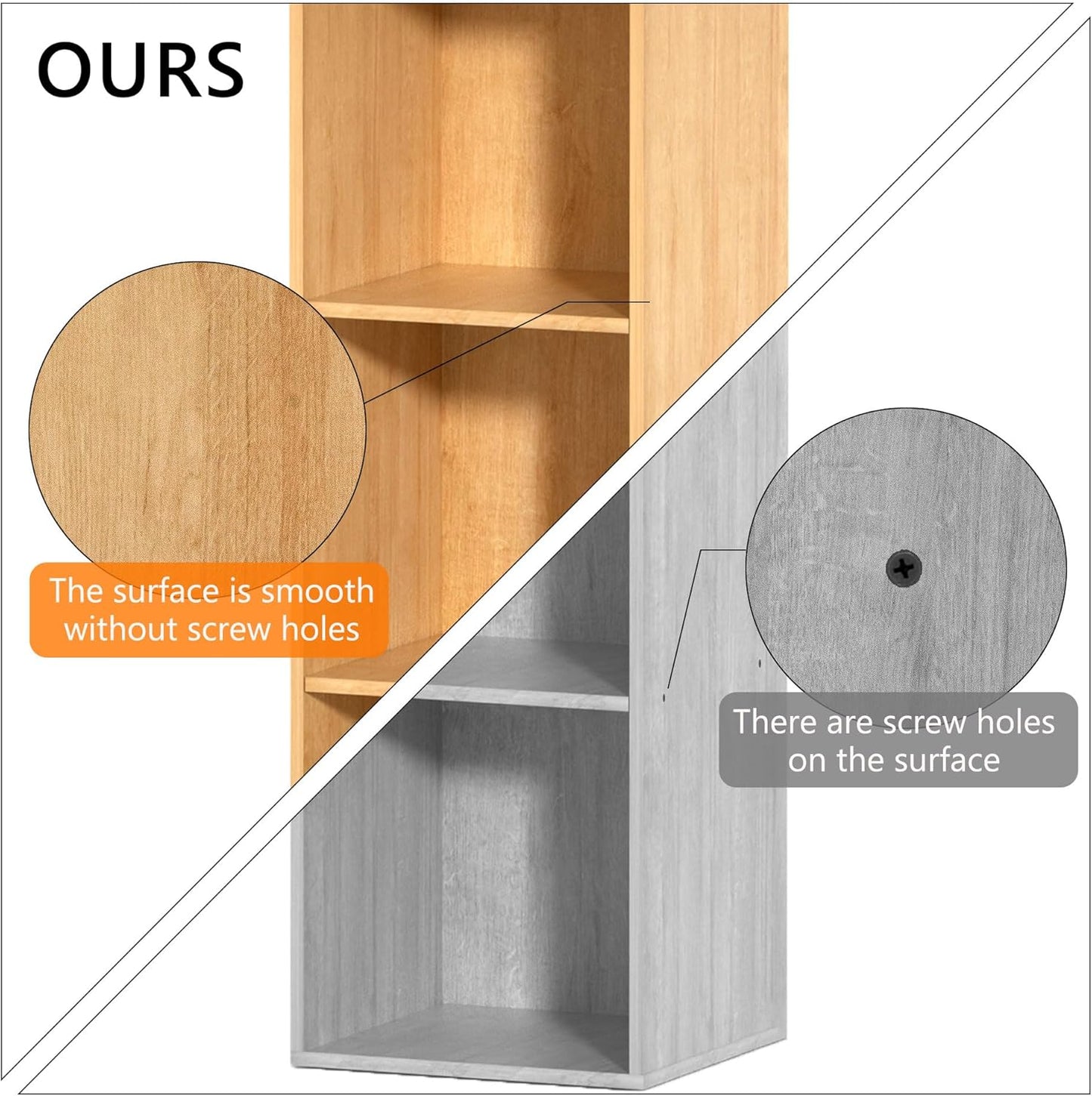 3 Cube Storage Organizer, 3 Tier Cube Low Bookcase Freestanding Storage Display Organizer for Home Office, Three-Cubes Open Shelf Short Bookshelf (Oak, 3 Cube)