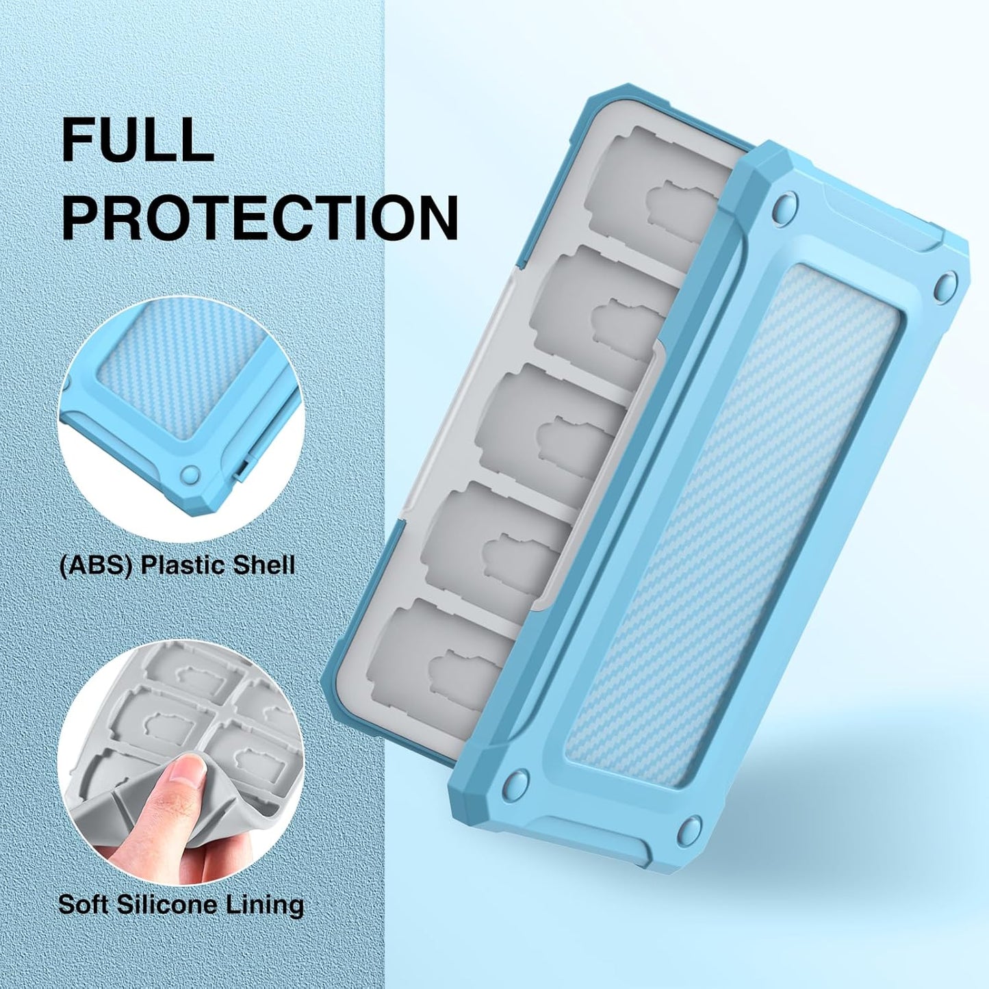 HEIYING Memory Card Case for SD/TF Cards,Portable SD Card Holder Storage Case Compatible with 20 SDXC SDHC and 20 TF Cards Slots