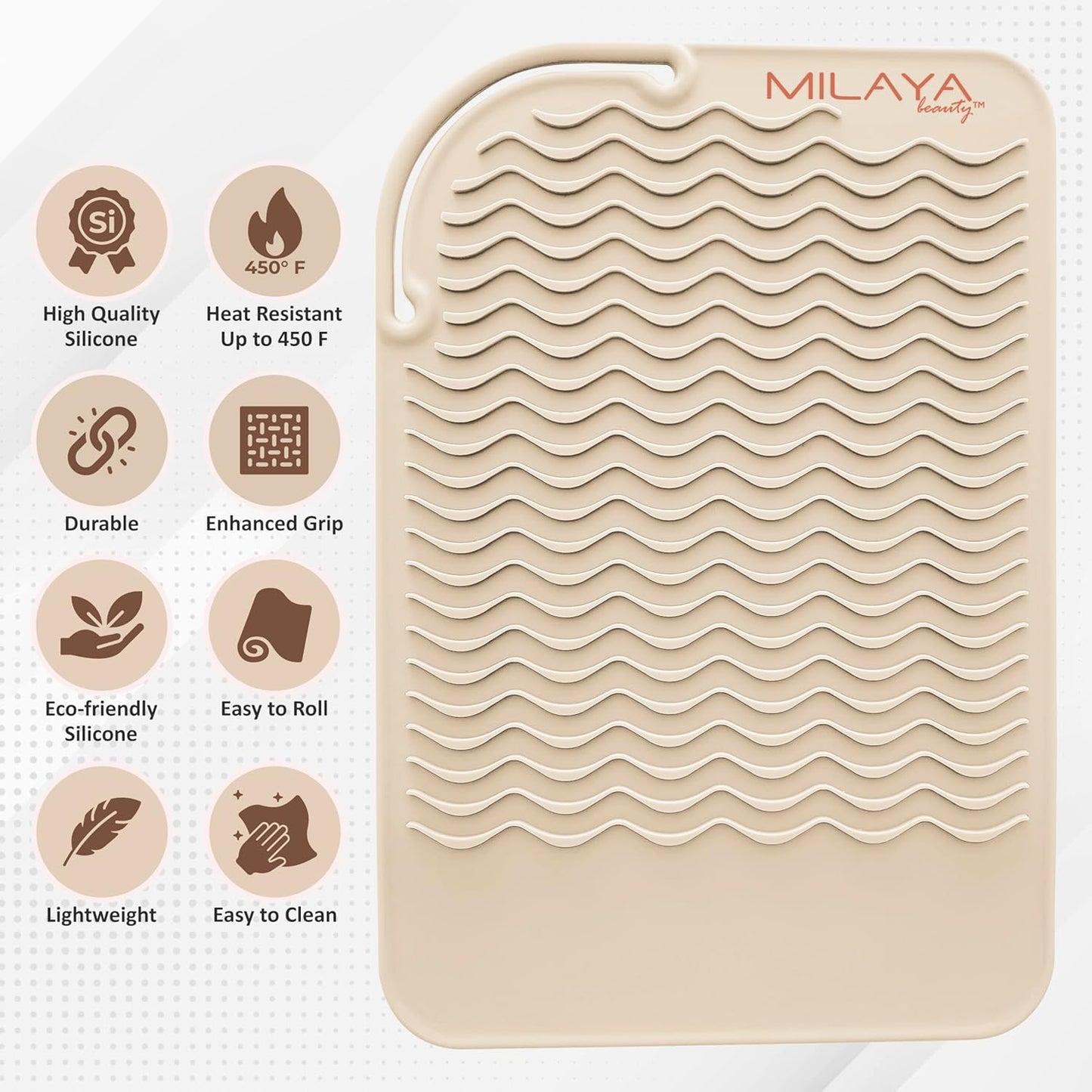 Vanity Accessories Heat Resistant Mat – Silicone Flat Iron & Curling Iron Holder, Non-Slip Vanity Mat & Hot Tool Mat for Home, Salon, or Travel Use