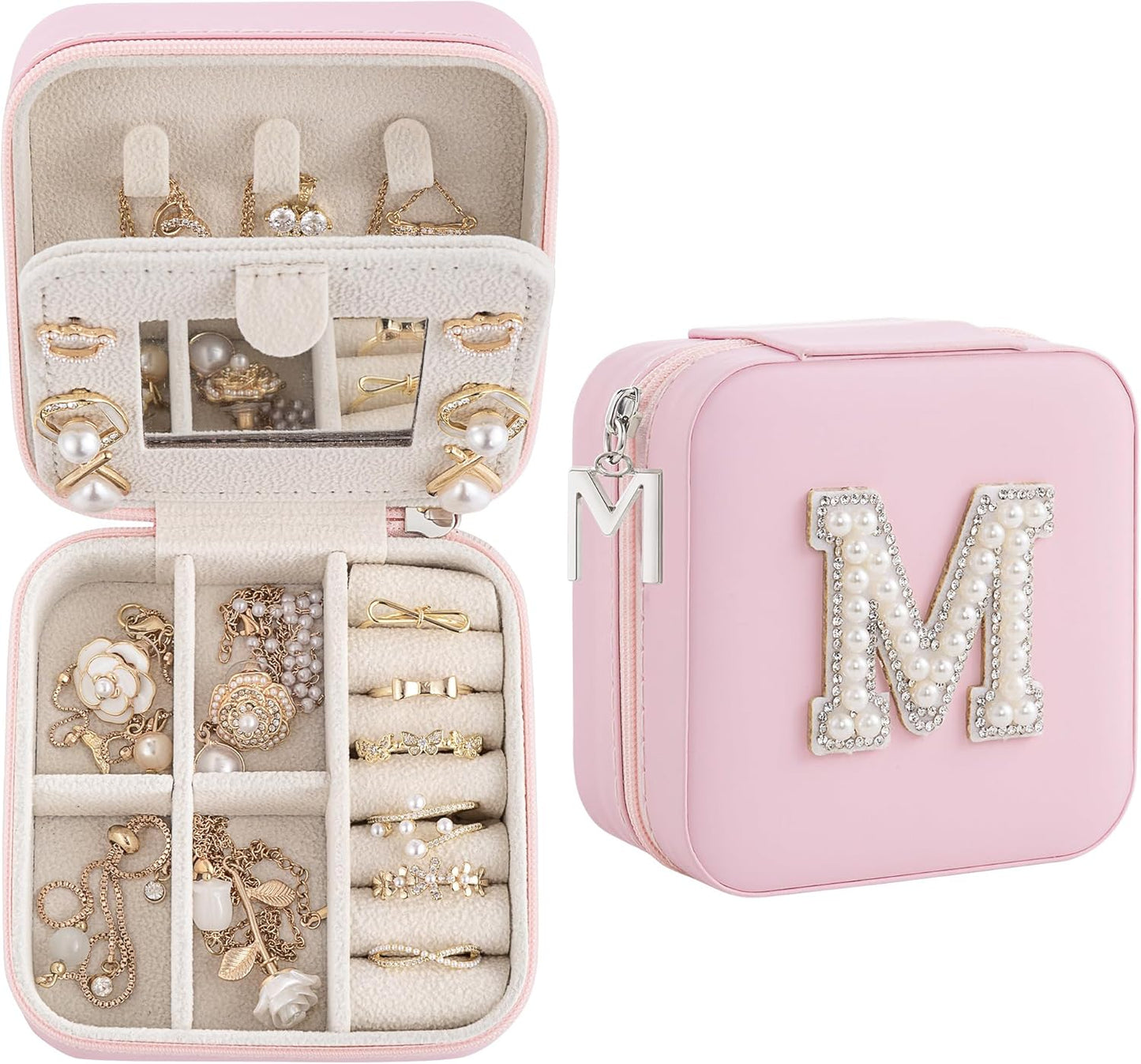 Birthday Gifts For Women, Initial Jewelry Box, Travel Jewelry Case, Gifts for Wife Girlfriend, Small Travel Jewelry Organizer, Gift for Girls, Graduation Gifts for Her, Bridesmaid Gifts