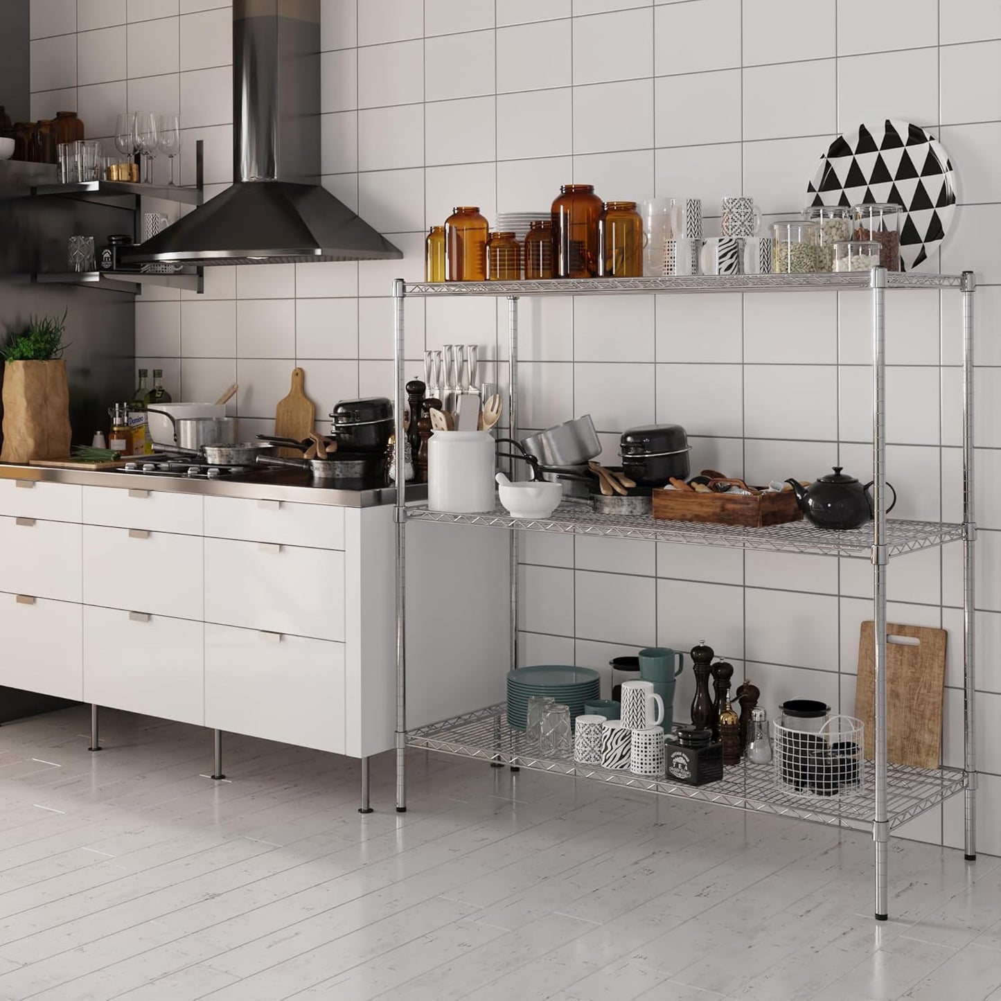 21" Deep x 54" Wide x 54" Height Wire Shelving Kit | 3-Tier | NSF Commercial Storage Rack Unit