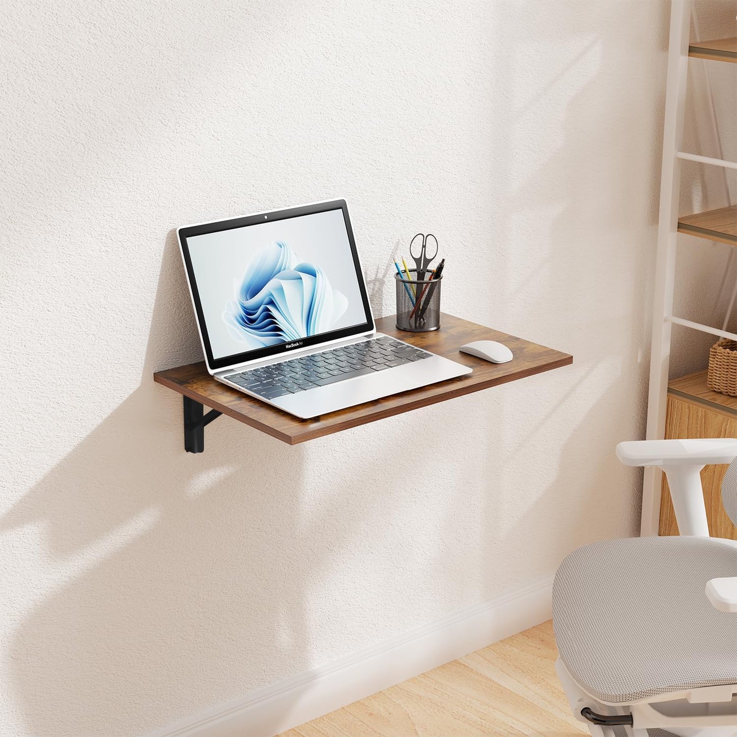 GOYLSER Wall Mounted Folding Table Floating Desk for Small Spaces, Fold Down Laundry Wall Table with Brackets