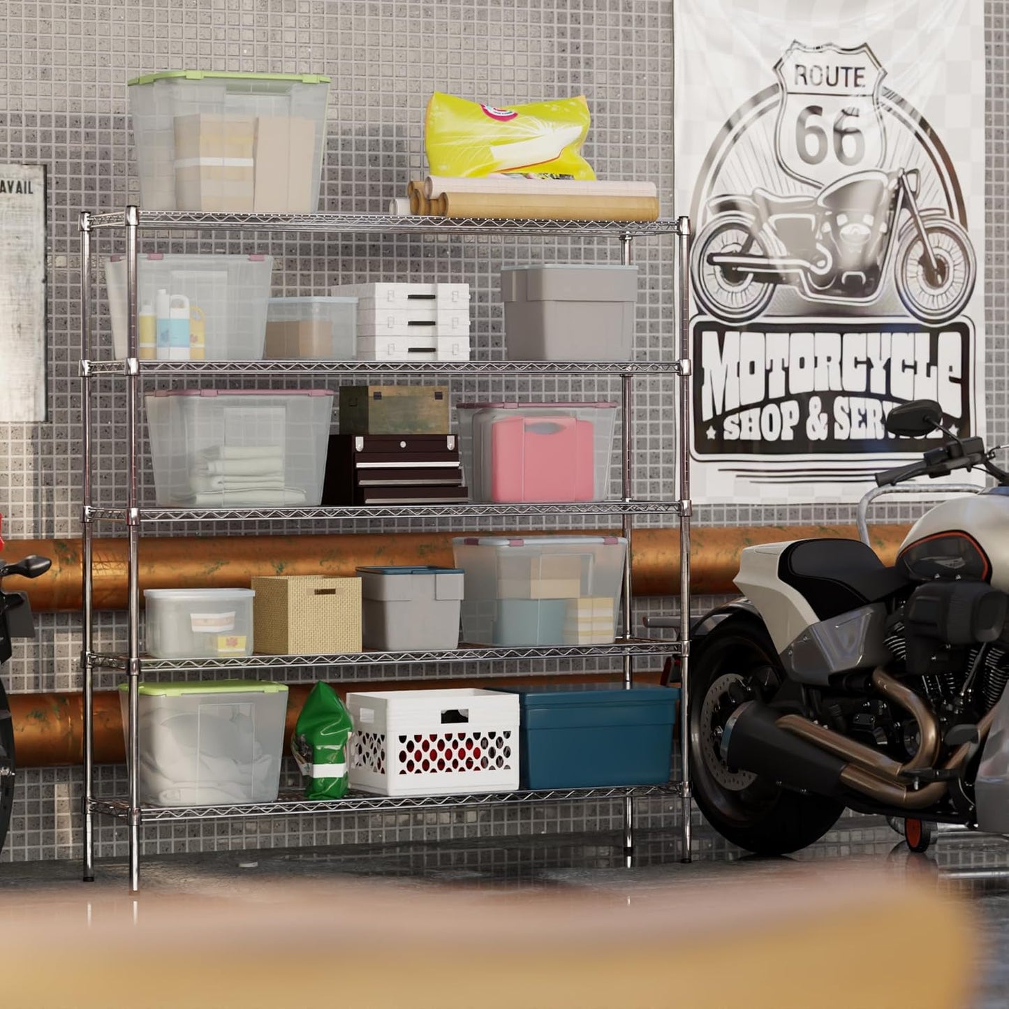 14" Deep x 60" Wide x 64" Height Wire Shelving Kit | 5-Tier | NSF Commercial Storage Rack Unit