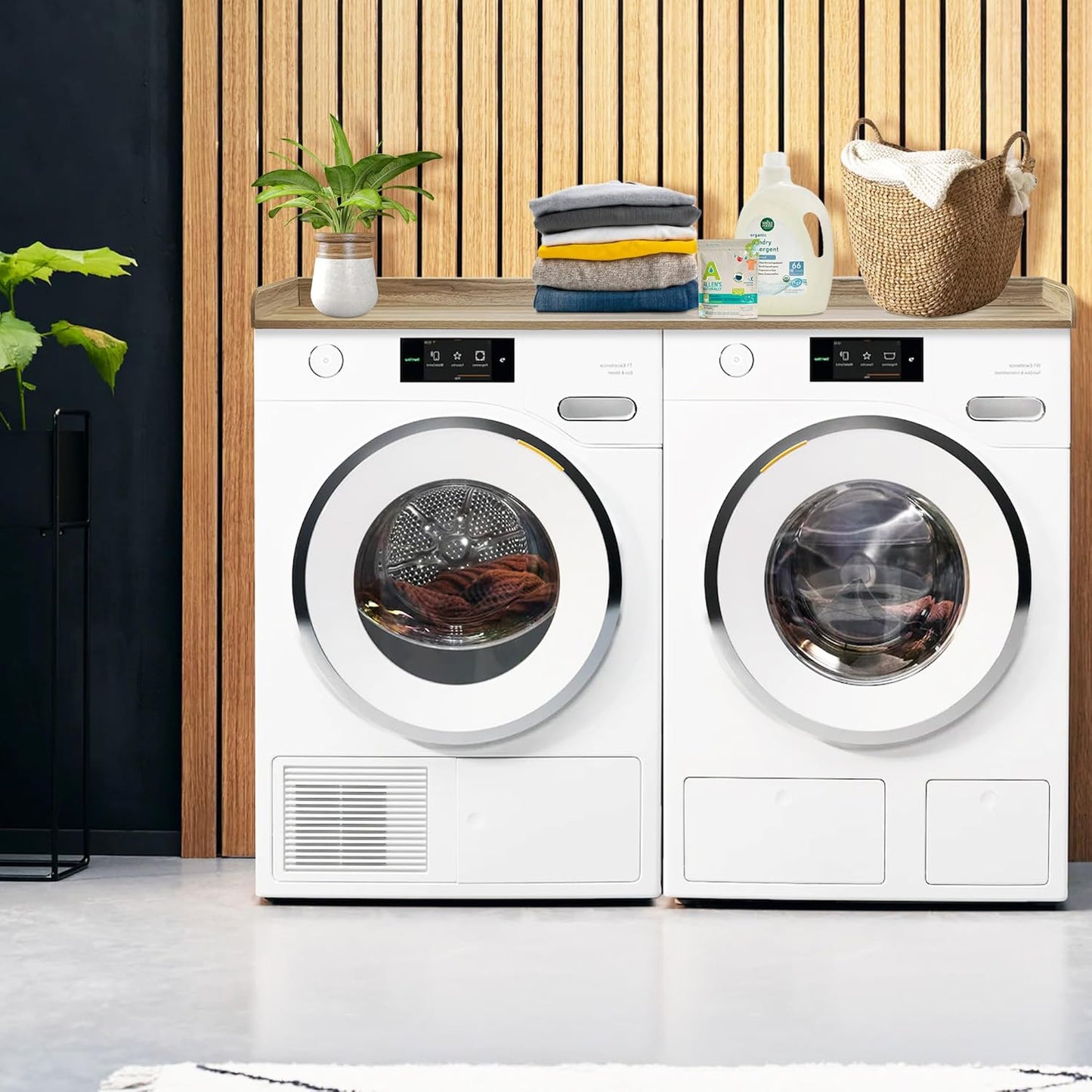 Royxen Laundry Countertop Solid Wood, Countertop for All Front-Loaded Washing Machine and Dryer, Extra Room for Laundry Room, White Oak