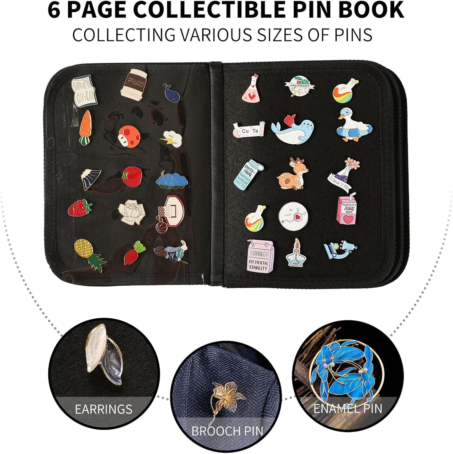 Enamel Pin Display Book, Small Collections Or Travel Pin Trading Book, Pin Collector Display Bag,6-Page Lapel Pin Display Board,For Sports Pins,Memorial Pins, Pin Display Case (Rose Red)