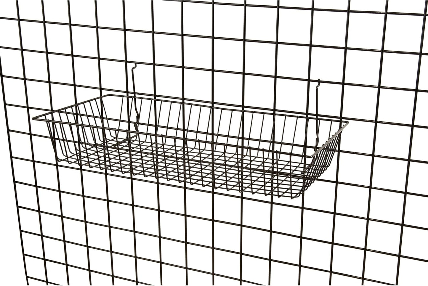 Only Garment Racks #5624B (Pack of 6) Black Wire Baskets for Grid Wall and Slat Wall - Merchandiser Baskets, Black Wire Basket 24" L x 12" D x 4" H (Set of 6) (Pack of 6)