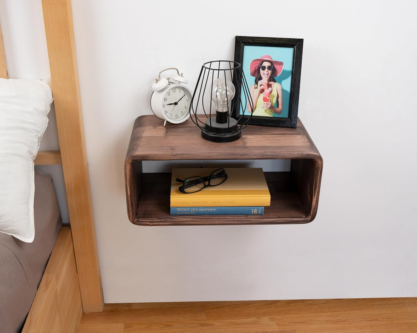 Floating Nightstand Wooden, Bedside Table, Nightstand Shelf, Handmade, Wall Mounted Bedside Shelf, Minimalist and Unique Style (London)