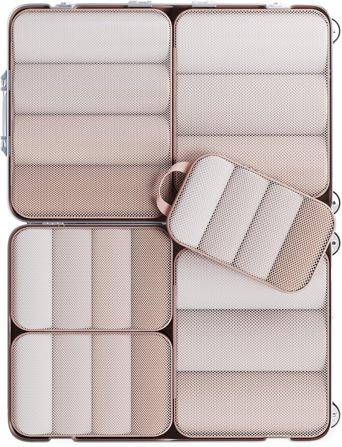 Veken 6/9/11 Set Compression Packing Cubes for Travel Essentials,Compressible Expandable Large Luggage Suitcase Organizer Bags for Clothing,Durable Space Saver Storage Bags(Beige)