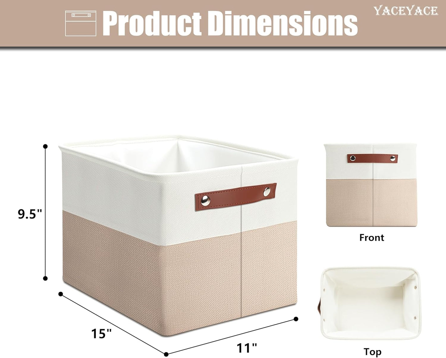 Storage Baskets with Handles, 4 Pack Foldable Storage Bins for Shelves, Linen Fabric Basket for Home Decorative,Organizing Cloth Toy Nursery