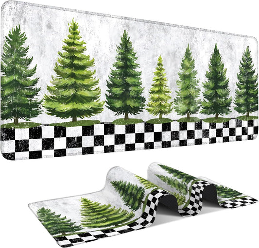 Christmas Tree Gaming Mouse Pad 35.4"x15.7"Desk Mat Anti-Slip Rubber Base & Durable Stitched Edges for Gamers Smooth Mouse Writing Surface for Desk Office/Home