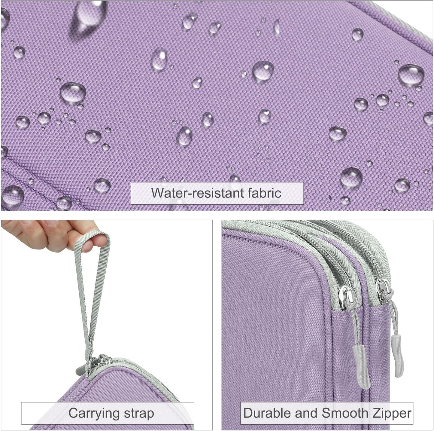 FYY Electronic Organizer, Travel Cable Organizer Bag Pouch Electronic Accessories Carry Case Portable Waterproof Double Layers Storage Bag for Cable, Charger, Phone, Medium Size- Light Purple