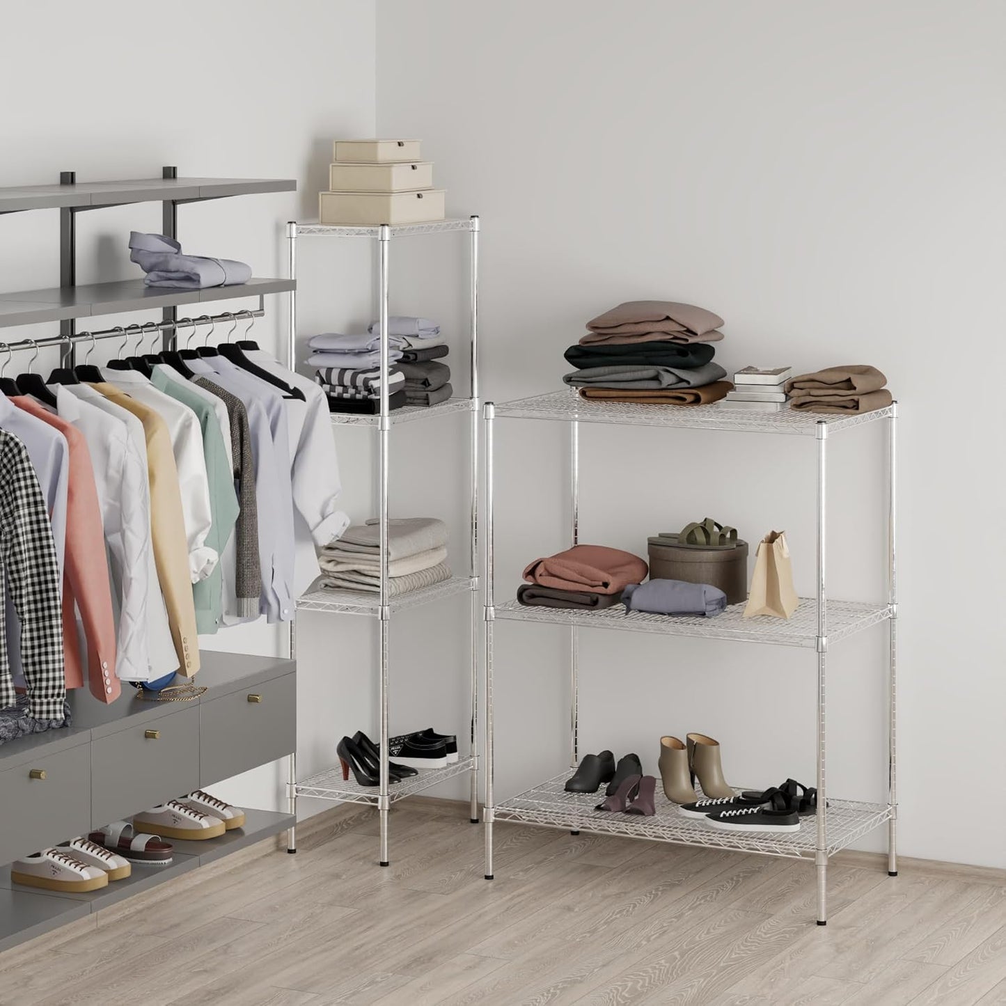 24" Deep x 42" Wide x 54" Height Wire Shelving Kit | 3-Tier | NSF Commercial Storage Rack Unit
