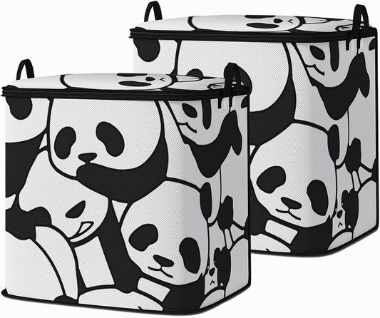 Large Comforter Storage Bag with Zipper,Closet Organizer for Clothes/Blankets/Quilts/Pillows,Fabric Storage Bags with Portable Handles 95L(2-Pack)