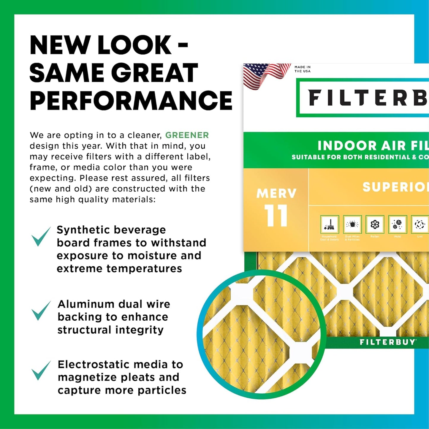 Filterbuy 22x24x5 Air Filter MERV 11 Superior Pet & Allergy Defense (4-Pack), Electrostatic Pleated HVAC AC Furnace Filters for Amana, Goodman, and Five Seasons (Actual Size: 22.06 x 23.94 x 5.25)