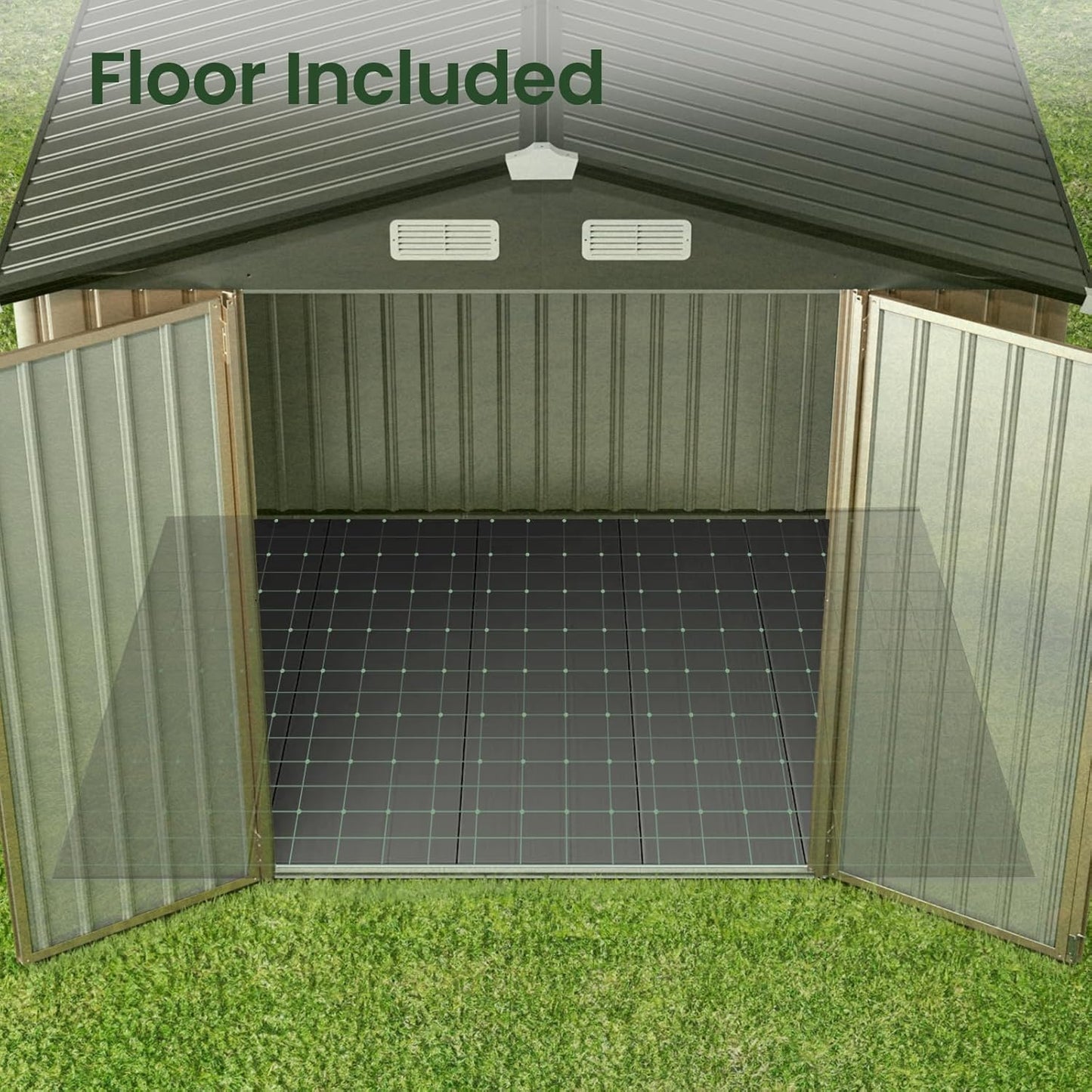 GVDV 6x4 FT Outdoor Metal Storage Shed with Floor, Durable Garden Shed with Updated Frame Structure for Backyard, Patio, Tool Storage, All-Weather Shelter for Bike, Gardening Tools, Equipment, Pet