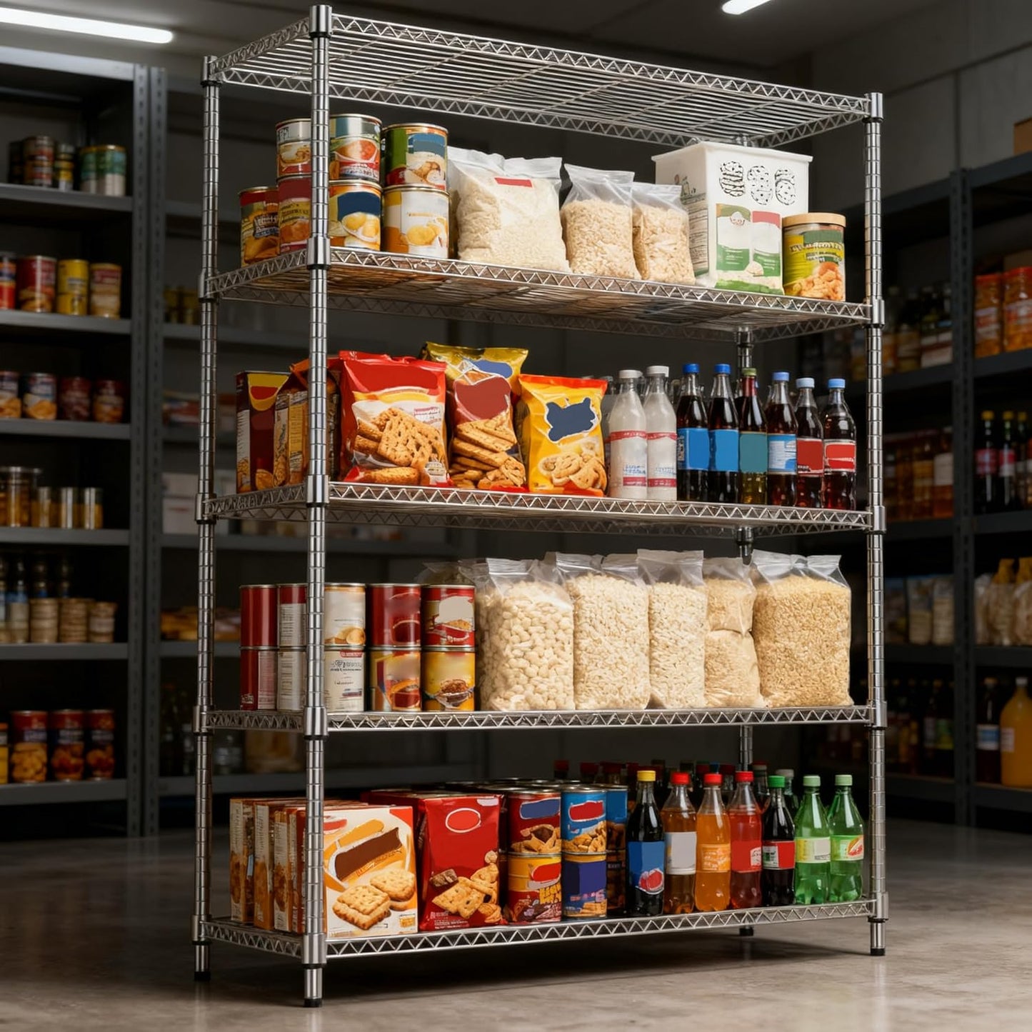 5 Tiers Shelf 1750 lbs Steel Storage Shelving Utility Shelving Unit Steel Organizer Wire Rack for Home,Kitchen,Office,Garage Chrome 17.7" D x 47.2" W x 72.4" H
