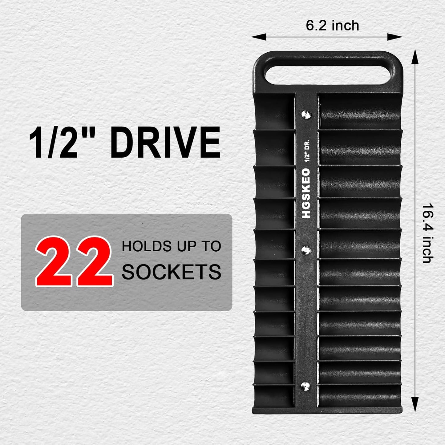 Magnetic Socket Holder Set with Handle, Portable Socket Organizer, Heavy Duty Socket Racks (Black, 1/2" Drive)