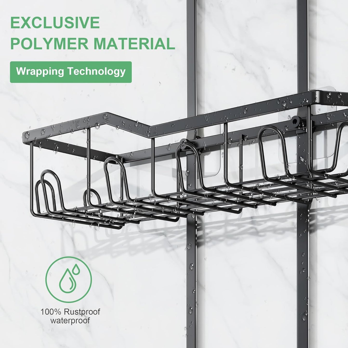 Shower Caddy Hanging,Rustproof Anti-Swing Shower Organizer,Hanging Bathroom Caddy,Bathroom Organizer with 18 Hooks for Razor/Sponge