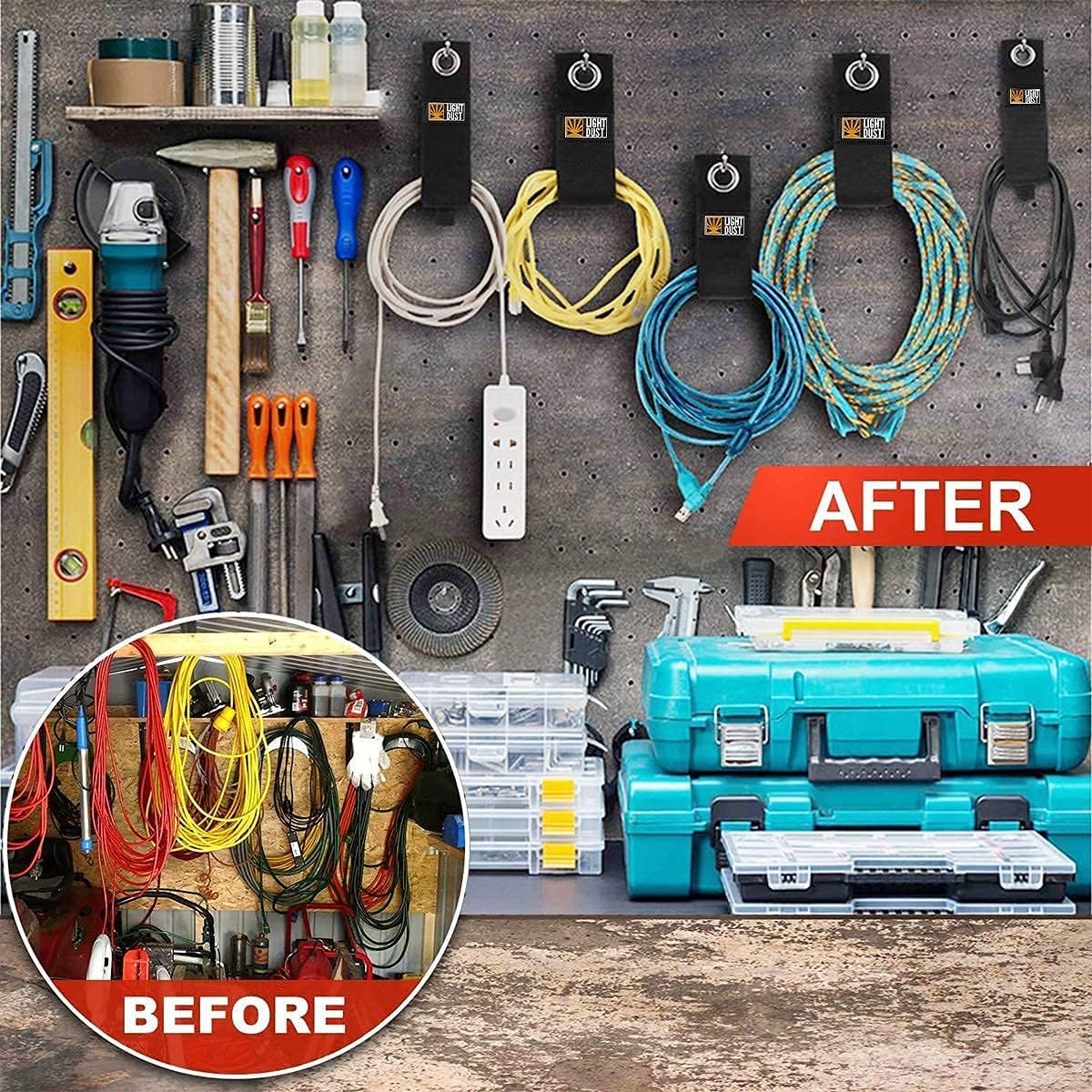 22PCS Heavy Duty Storage Straps Garage Hooks Tool Organizers and Fastening Straps Cord Wrap Keeper, Cable Straps for Cords, Hoses, Rope, RV, Boat, Garage Storage and Organization