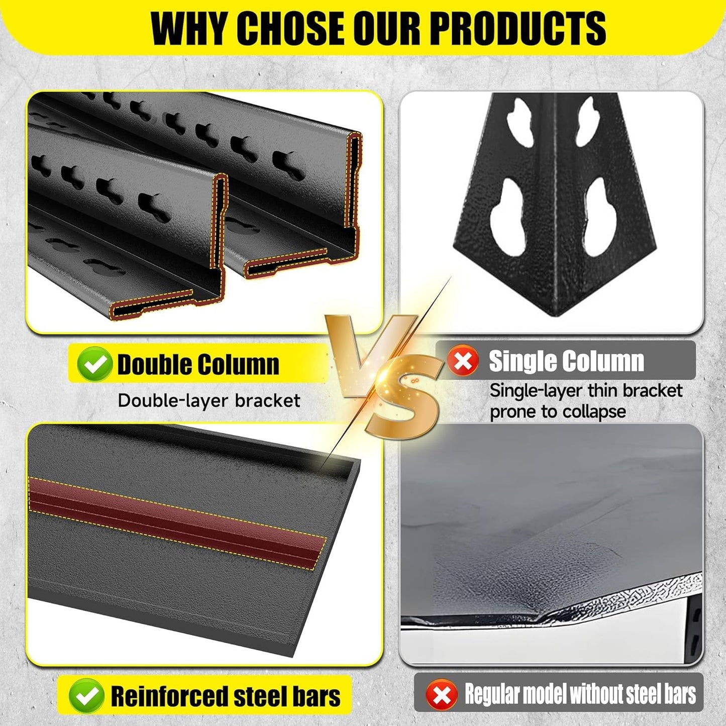 Storage Shelves, Garage Metal Shelving Unit, Adjustable, Double-Layer Column with Reinforced Ribs, Heavy-Duty, Capable of Bearing 600-3600 lbs (Black, 24 * 14 * 59, 4-Tier)