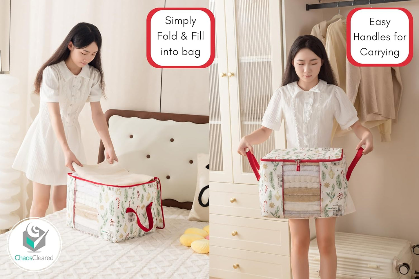 Canvas Storage Bags 2 Pack (Candycane Bag 2 Pack)