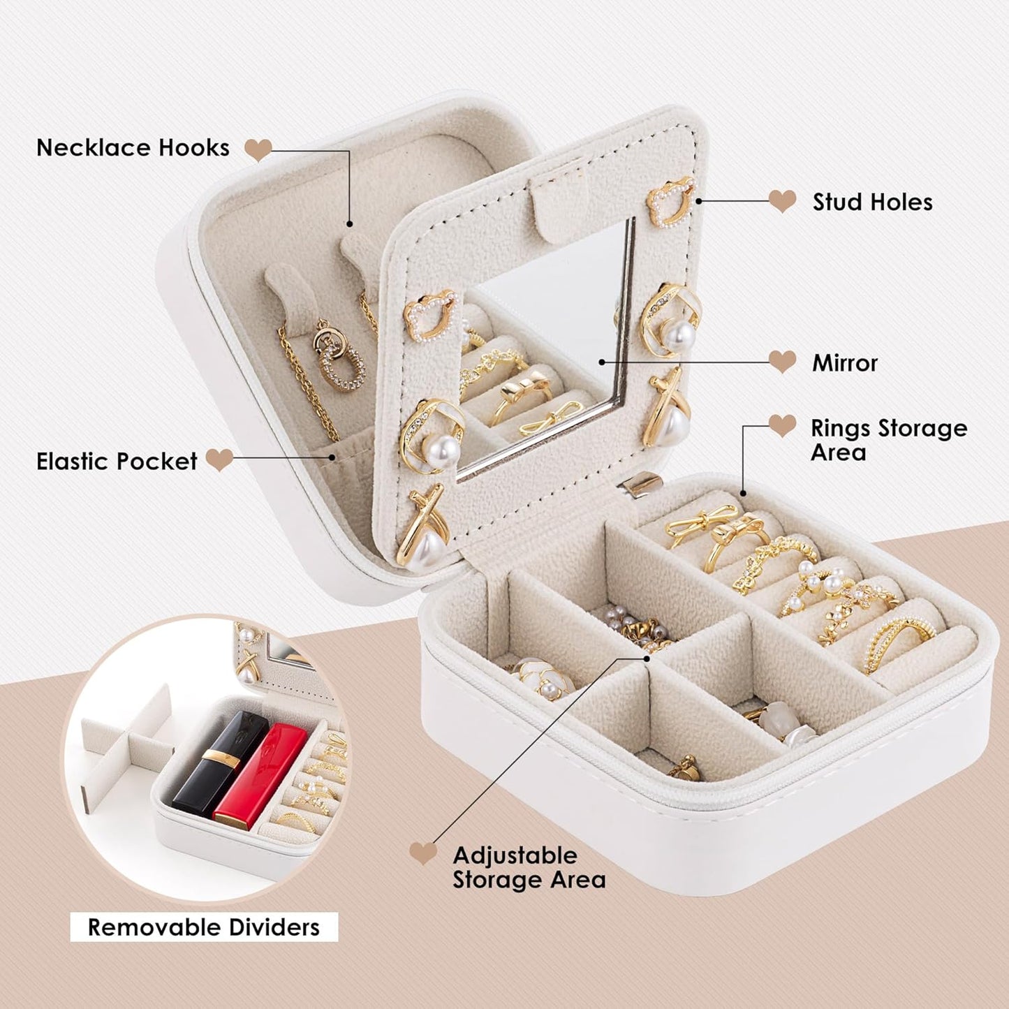 Birthday Gifts for Women, Initial Jewelry Box and Case for Travel, Perfect for Wife, Girlfriend, or Graduation Gift